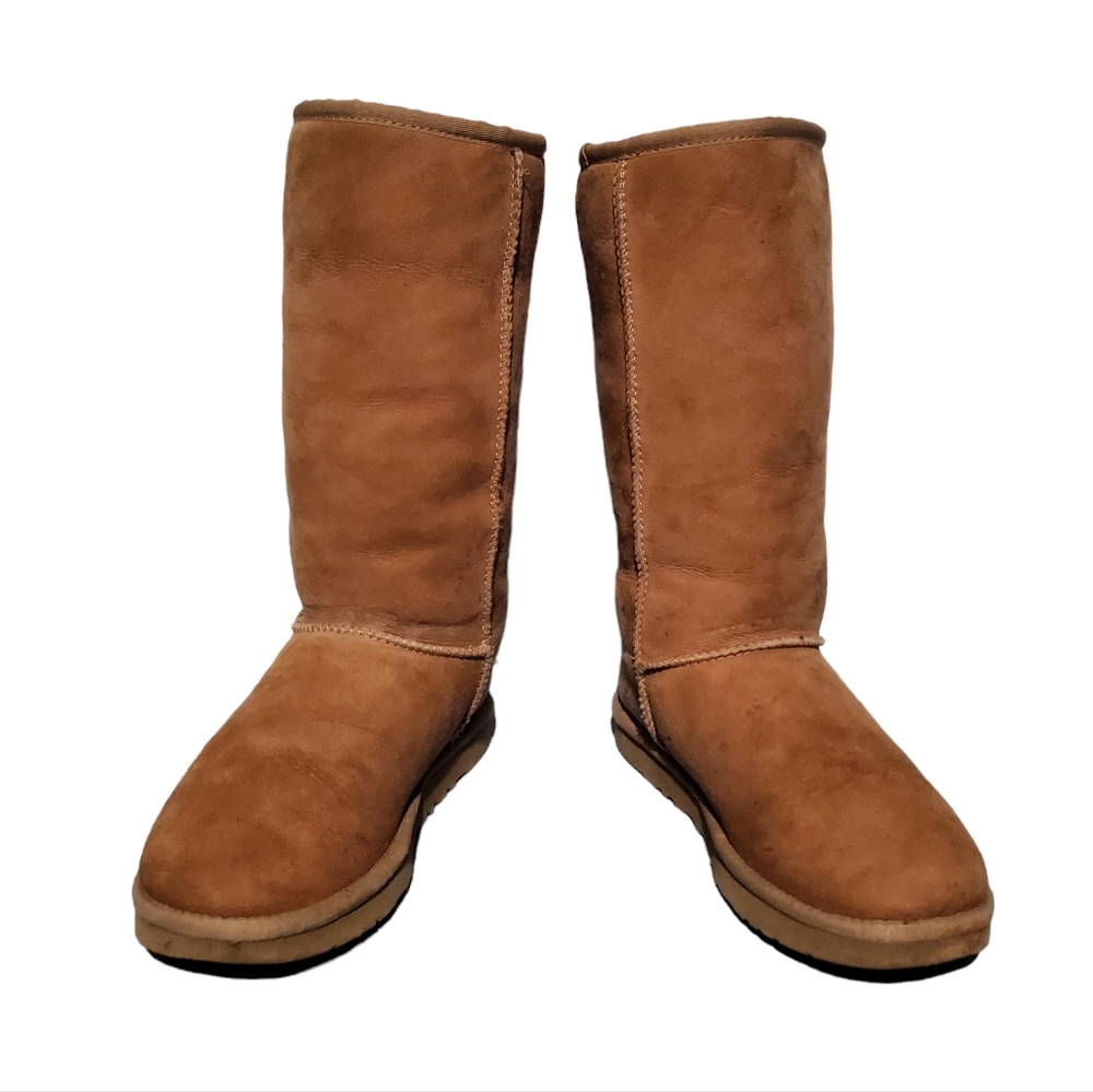 UGG 5815 Chestnut Leather Sheepskin Boots Women's Size 7 - Picture 4 of 12